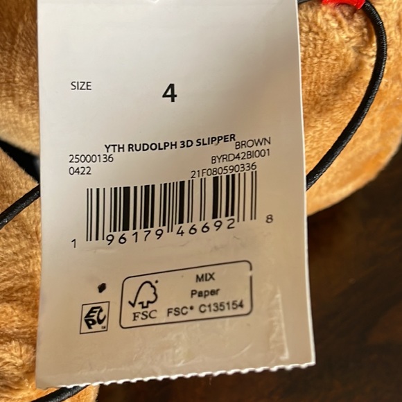 NEW RUDOLPH THE RED-NOSED REINDEER BABY SLIPPERS COLOR BROWN AND RED - Picture 5 of 8